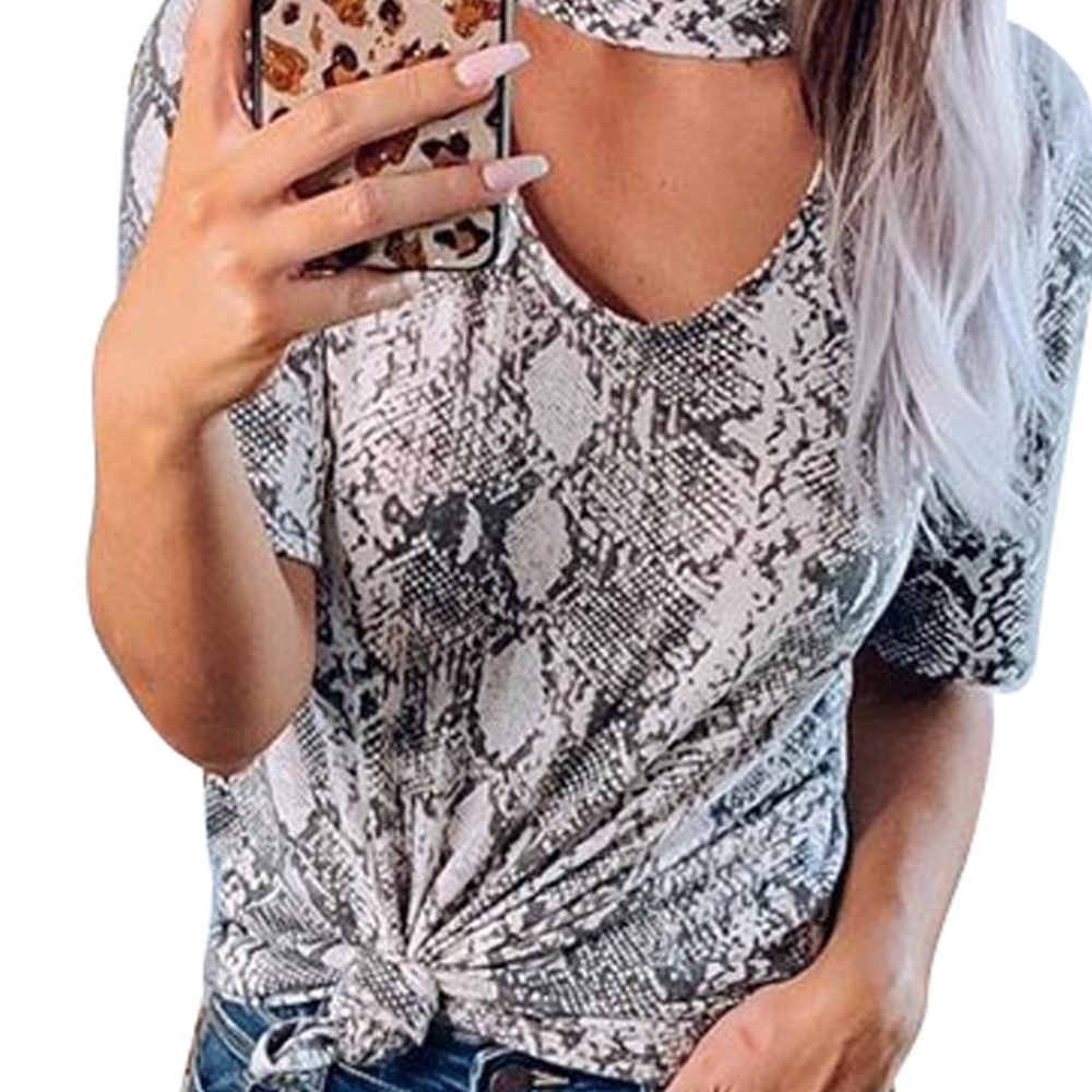 Snake Print Chocker Tee